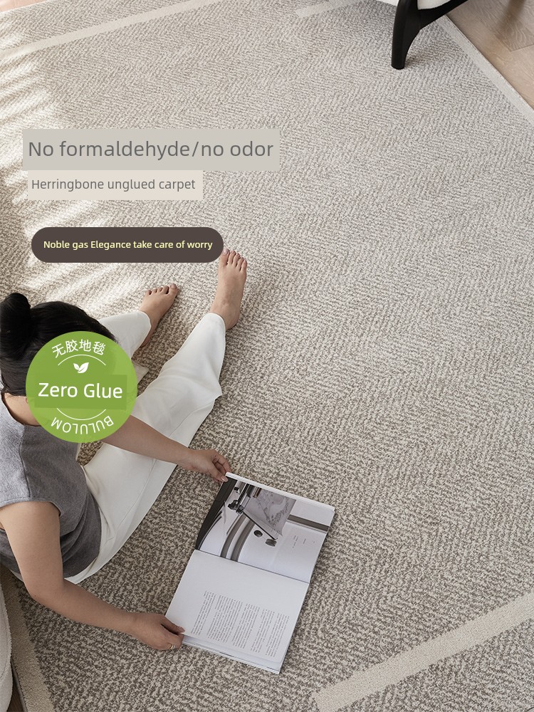 Herringbone Pattern Glue-Free Waterproof Carpet Living Room 2025 New Arrival Modern Entry Lux Style Stain-Resistant Antibacterial Bedroom Bedside Blanket