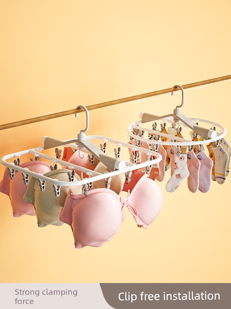 Socks Drying Rack Foldable Multi-Clip Drying Rack Student Dormitory Home Balcony Hanging Underwear Drying Socks Artifact