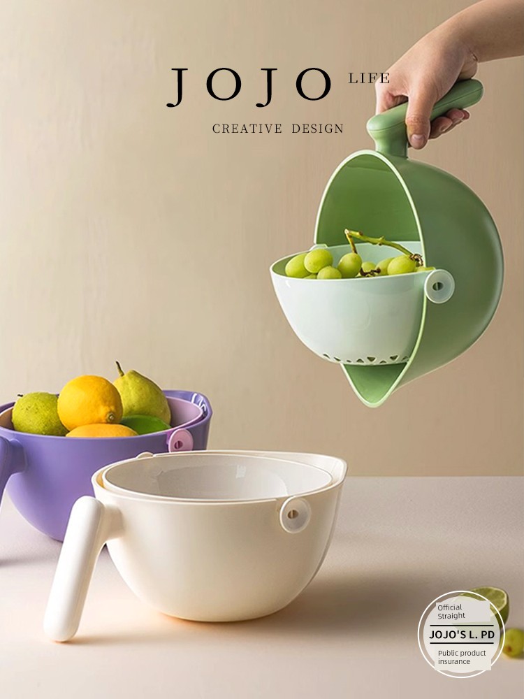 Jojo's L. Pd. Mr. Grocery. Rotate Double-Layer Drain Basket Kitchen For Home Good-looking New Arrival | Liu CI