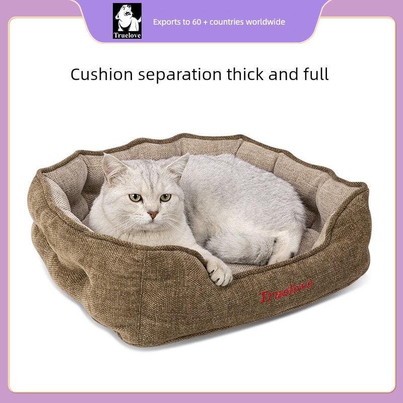 Truelove Cat Nest All Year Round Neutral Winter Heattech Pet Cushion Mat Semi-Enclosed Sense of Security Sleep Cat Bed
