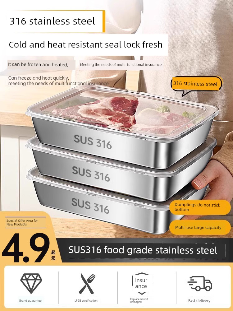 Crisper Dish Tray Rectangular 316 Stainless Steel
