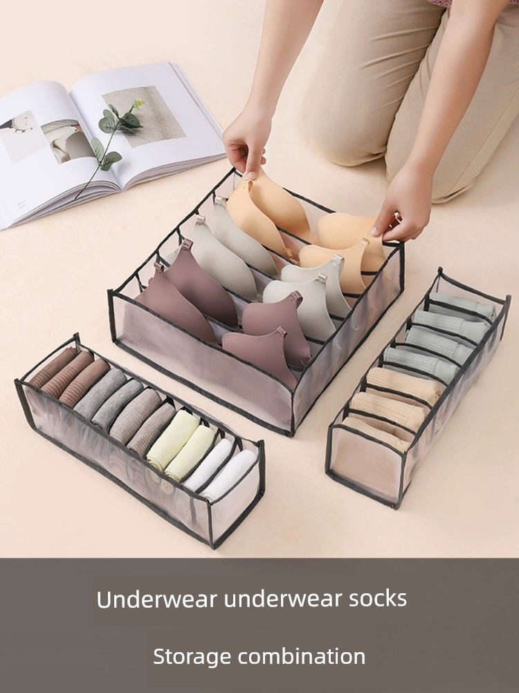 Intimates Storage Box Drawer Storage Partition Wardrobe Storage Layered Handy Gadget Socks Panties Net Pocket Partition Storage Box
