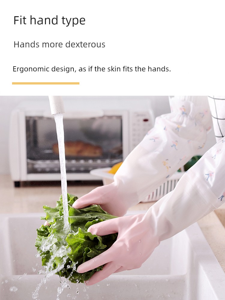 Household Dishwashing Gloves for Women Waterproof Fleece-Lined Durable Kitchen Laundry For Home Cleaning Winter Rubber Thickened Rubber