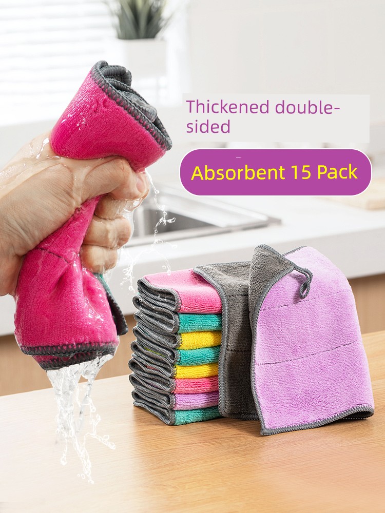 Thickened Dishcloth Absorbent Kitchen For Home Oil-Free Household Cleaning Decontamination Dishwashing Multi-Color Towel Cleaning Rag