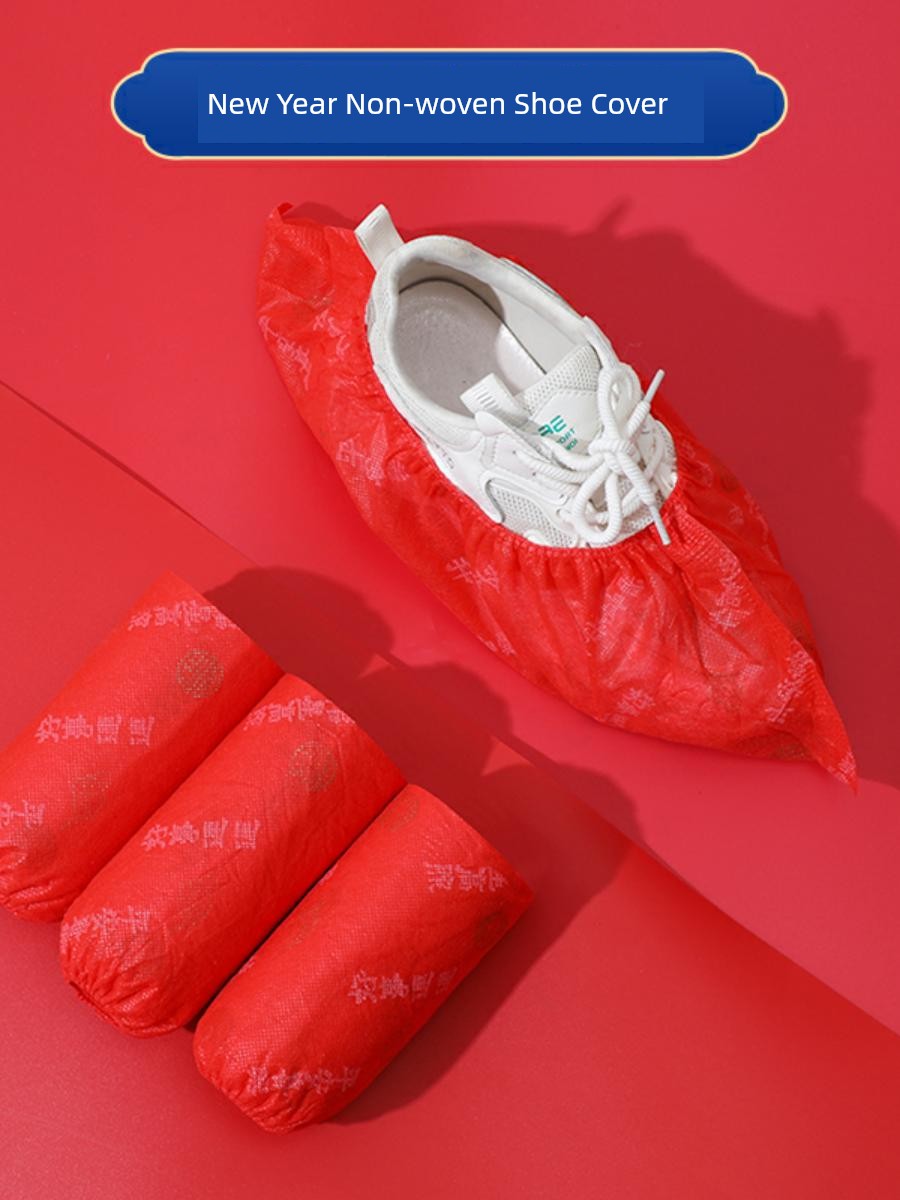 Jujiajia Disposable Shoe Cover For Home Indoor Thickening Non Slip for Guests Abrasion Resistant Moving into the New House New Year Booties