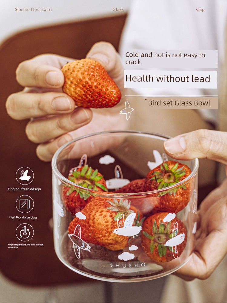 Tree Flying Bird Collection Borosilicate Glass Bowl Transparent Food Grade High Temperature Resistance For Home Baking Microwave Special Small Size
