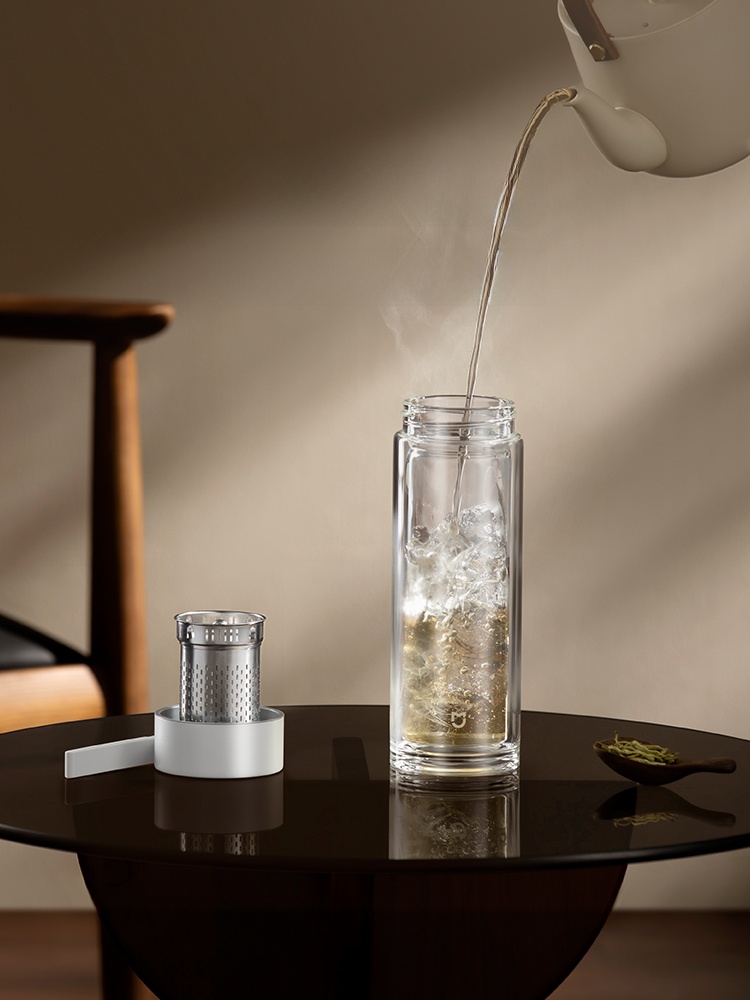 Household Portable High Temperature Resistant Large Capacity Double Layer Glass Cup