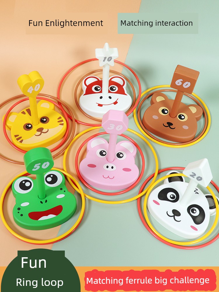 Kids Puzzle Animal Ferrule Matching Interactive Toys Towel Ring Game 2 Throw the Circle Early Education 1-3 Years Old 5 Baby 6 Toys