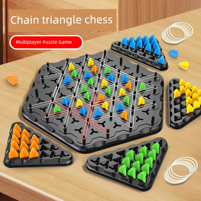 Chain Chess Triangle Chess Battle Flag Kids Puzzle Logical Thinking Training Concentration Geometric Toy Desktop Game