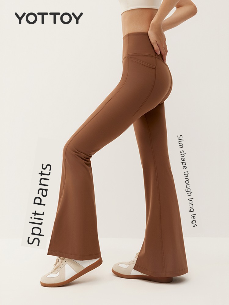 [LIMITED Seckill] Yottoy Split Bootcut Trousers Women's Bell-Bottom Pants Micro Velvet High Waist Silm Small Yoga Clothes