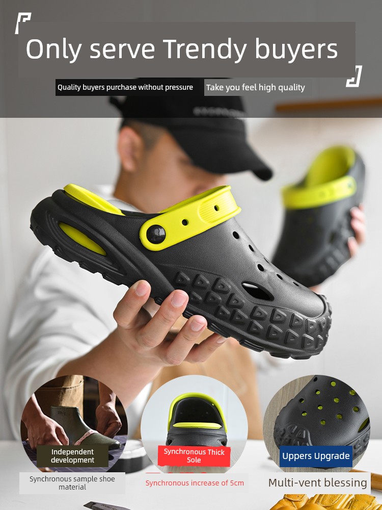 H8 Hole Shoes for Men and Women Summer Outwear Shit Feeling Men 2024 New Arrival Thick Sole Sports Anti-Slip Closed-Toe Slippers