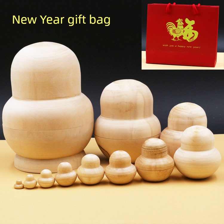 Matryoshka Doll Russia Genuine Goods 10 Layers White Blank Any Picture Crow Creative Birthday Gift Wood Recommend New Gift