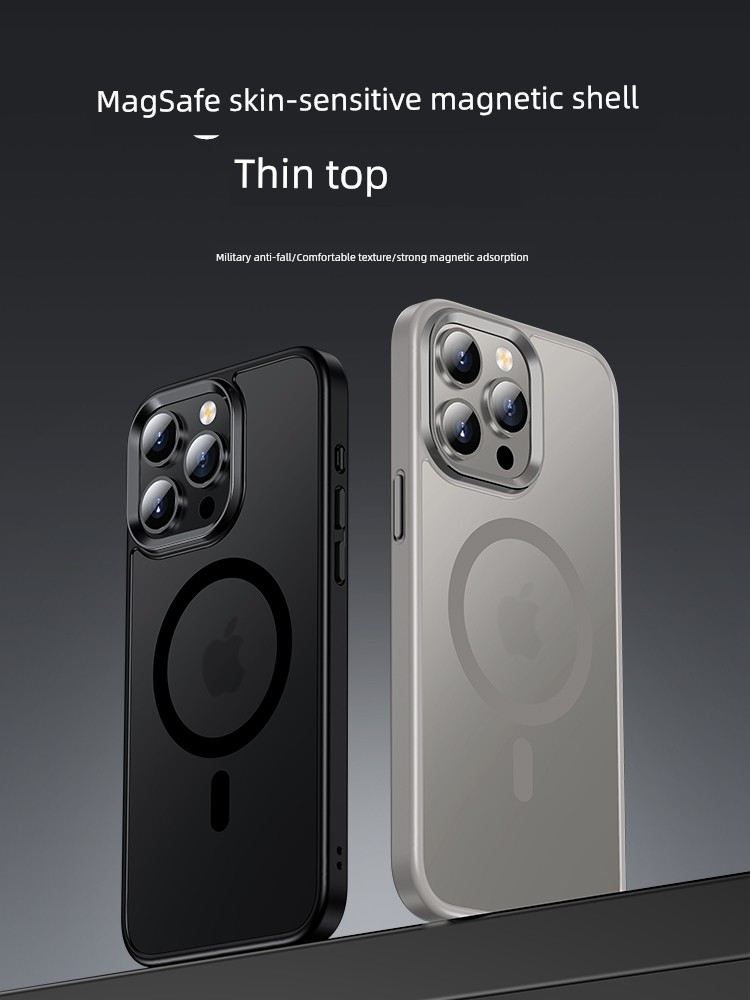 [Skin Magnetic Suction] Applicable to Apple 15promax Phone Case Iphone14pro New Arrival Frosted MagSafe Transparent 13 Lens Protector All-Inclusive Drop-Resistant Protective Case Silicone Couple