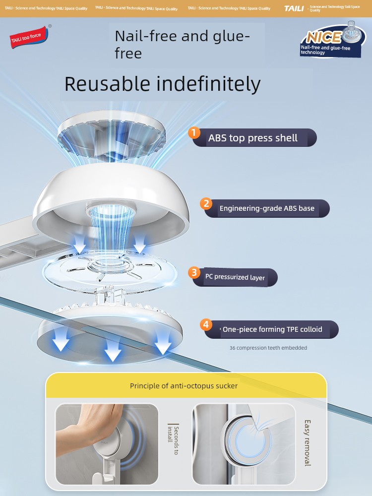 Taili Toothbrush Cup Storage Rack Wall-Mounted Suction Cup Squeeze Toothpaste Cup Electric Toothbrush Holder Antibacterial Gargle Cup Handy Gadget