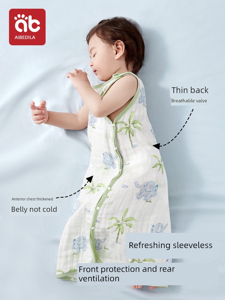 Baby Gauze Sleeping Bag Summer Thin Baby Vest-Style Anti-Kicking Blanket Newborn Baby Child Fantastic Belly Protector Air-Conditioned Room
