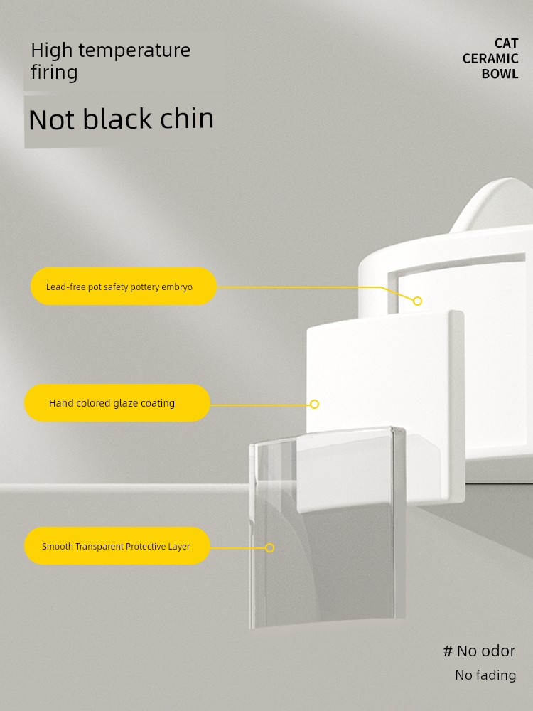 Taige Ceramic Cat Bowl Cat Food Holder Pet Bowl Drinking Bowl Food Bowl Integrated Cat Rice Bowl Not Easy to Knock over Neck Protection