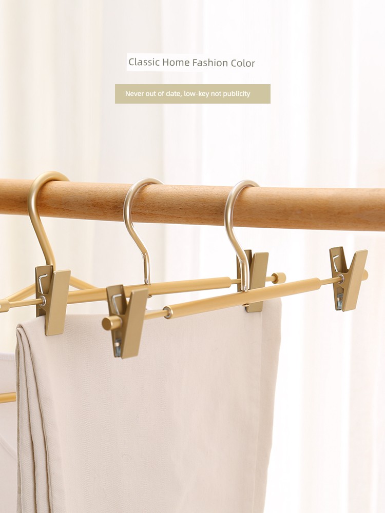 Pant Rack Household Pants Clip Clip Pants Rack Hanger Aluminum Alloy Trousers Hanger Wardrobe Dedicated Traceless Strength Drying Belt