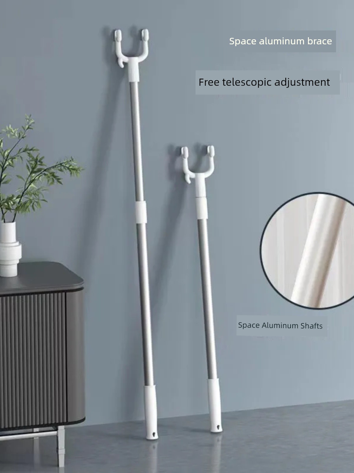 Jujiajia Clothes Rail For Home Alumimum Clothing Rod Ya Fork Clothes Taking Stick Clothes Picking Pole Retractable Dormitory Drying
