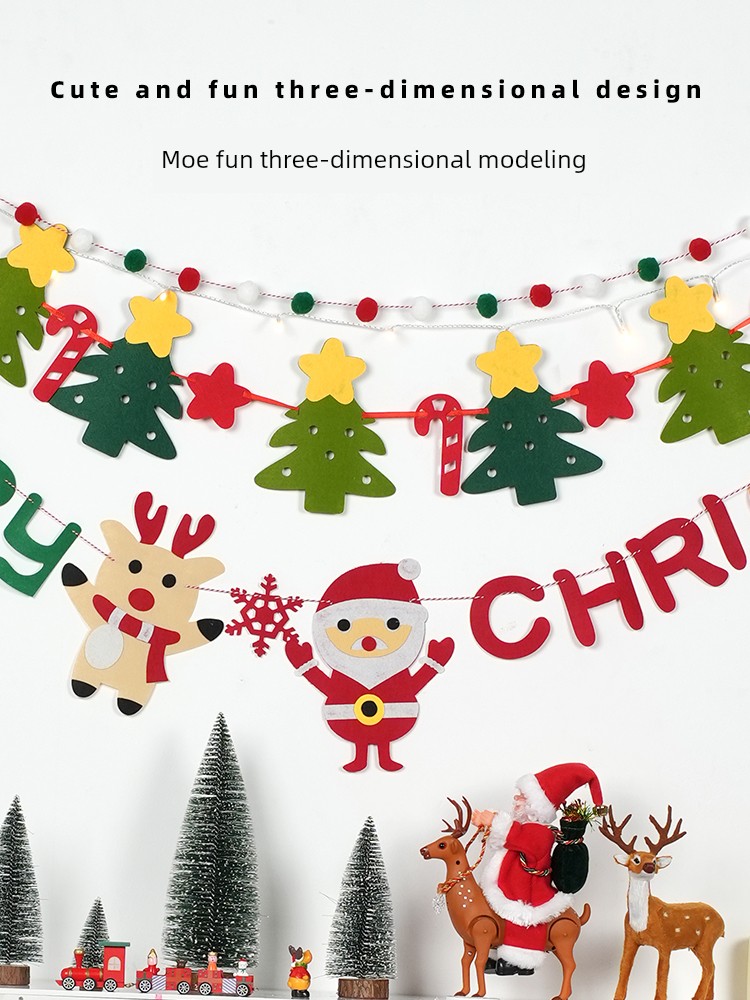 Christmas Hanging Decoration Felt Stars Christmas Tree Hanging Flag Decoration Scene Arrangement Decoration Shop Window Atmosphere