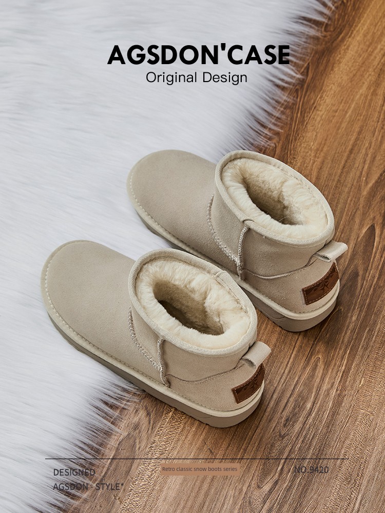 Augusto Platform Snow Boots Women 2024 Winter New Arrival Fleece-Lined Non-Slip Warm Booties Northeast China Cotton Shoes Women