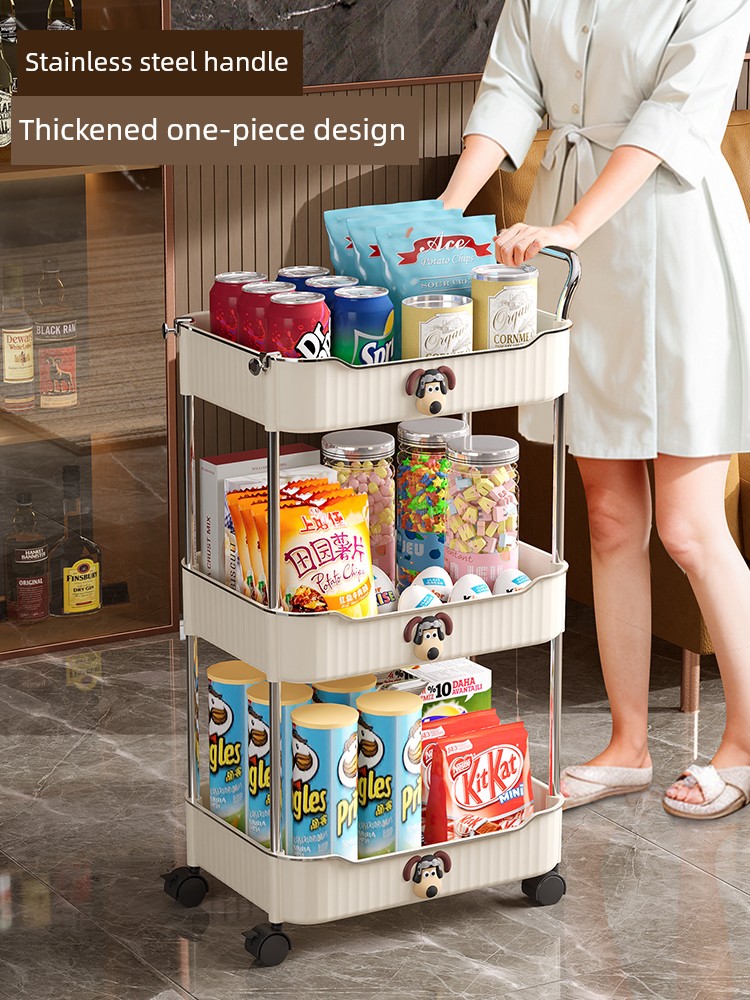 Snack Trolley Rack Baby Products Storage Rack Multi-Tier Movable Floor Storage Rack Organizing Shelves