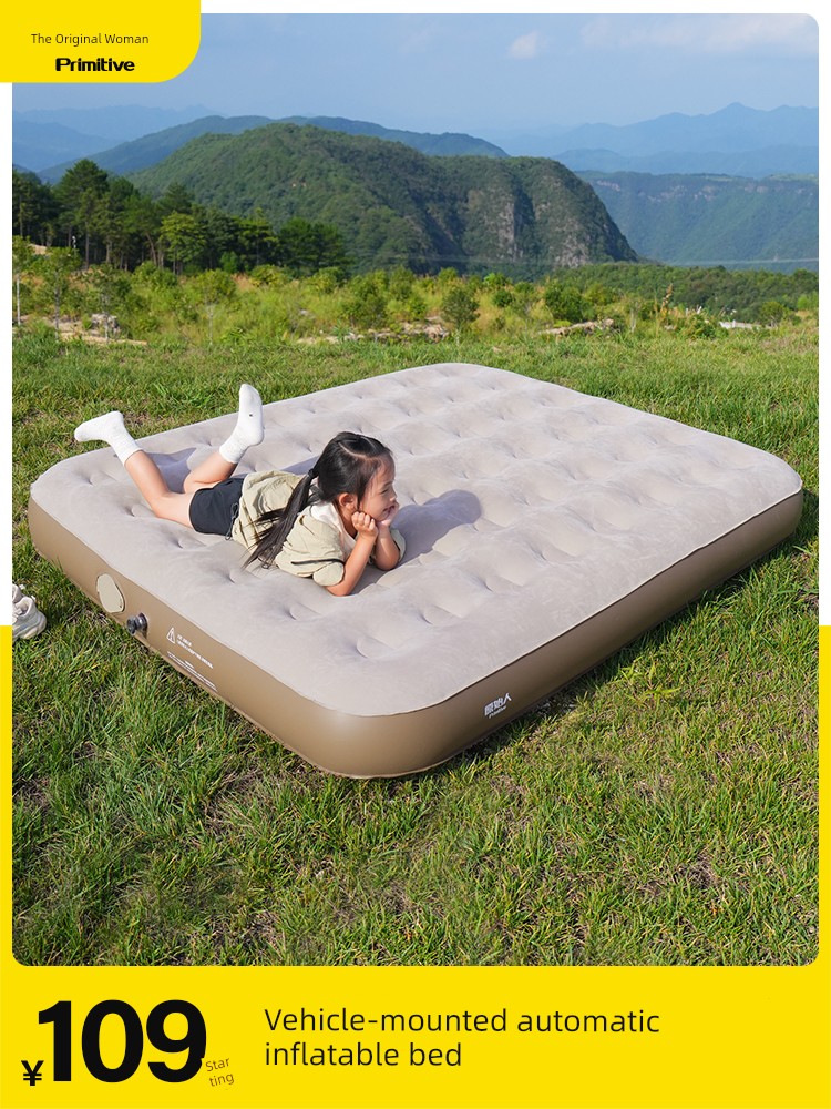 Primitive Man Car Airbed Cushion Car Airbed Car Inflatable Mattress Plaid Car Cushion Portable Travel Bed