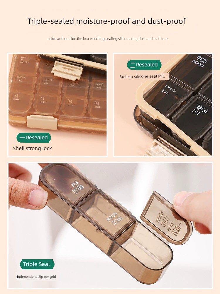 Pill Box Portable Seven Days a Week Medicine Compartment Box Medicine Box Pill Box Portable Medicine Reminder Pill Box Dispenser