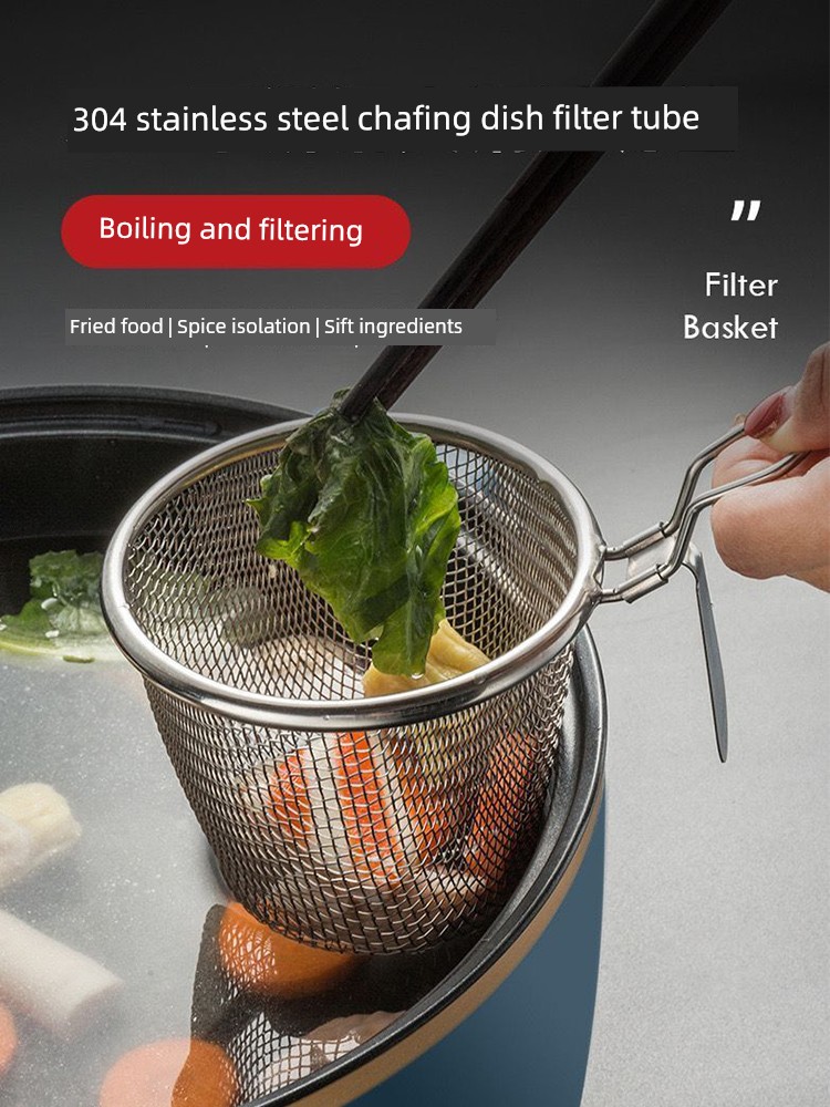 Food Grade Fry Basket Stainless Steel Cooking Noodles with Hooks