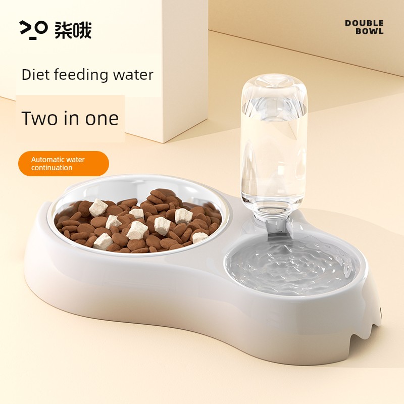Dog Basin Dog/Cat Bowl Pet Double Bowl Automatic Drinking Dog Water Bowl Dog Food Bowl Anti-Tumble Cat Supplies Complete Collection