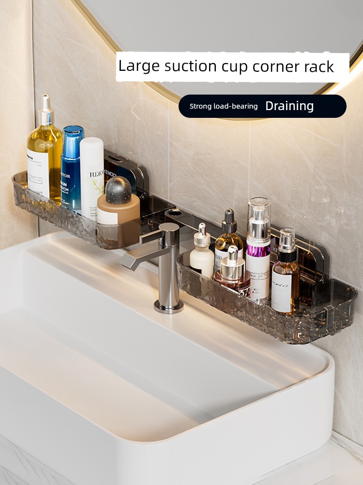 Washbasin Storage Rack Washstand Cosmetics Bathroom Punch-Free Suction Cup Wall-Mounted Faucet Storage Toilet