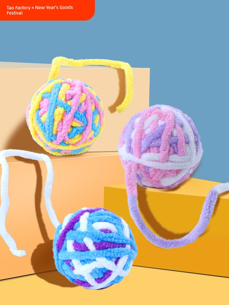 Woolen Yarn Ball Relieving Stuffy Handy Gadget Molar Mute Cat Teaser