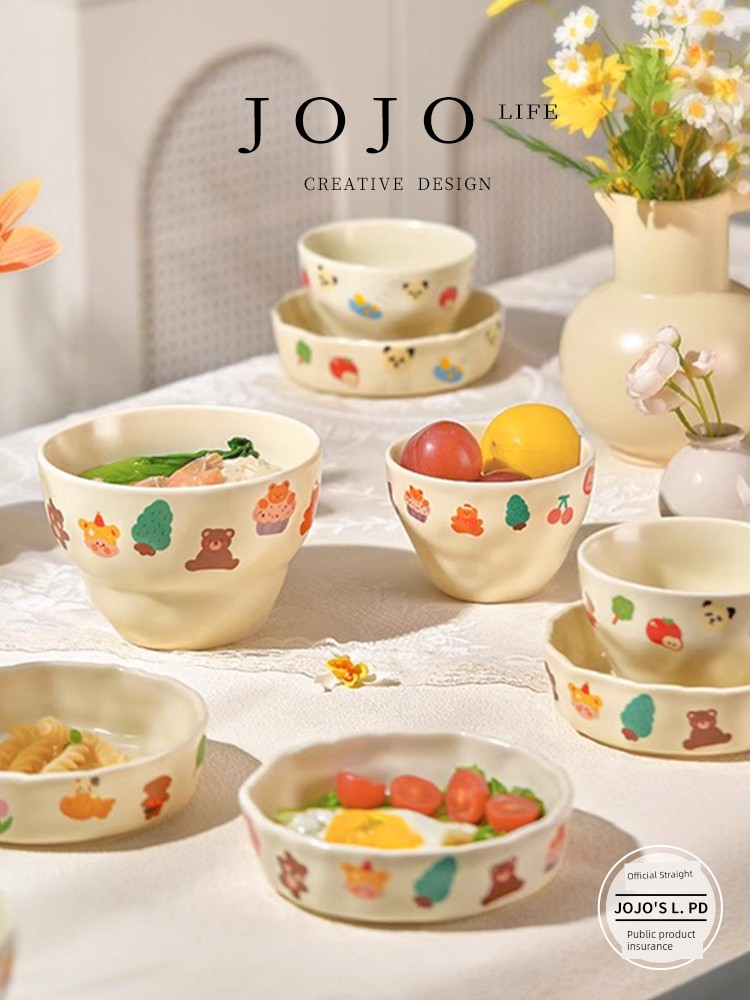 Jojo's L. Pd. Weiliu. Ins Cute Noodle Bowl For Home Rice Bowl Ceramic Ramen Bowl Soup Bowl | Weihu