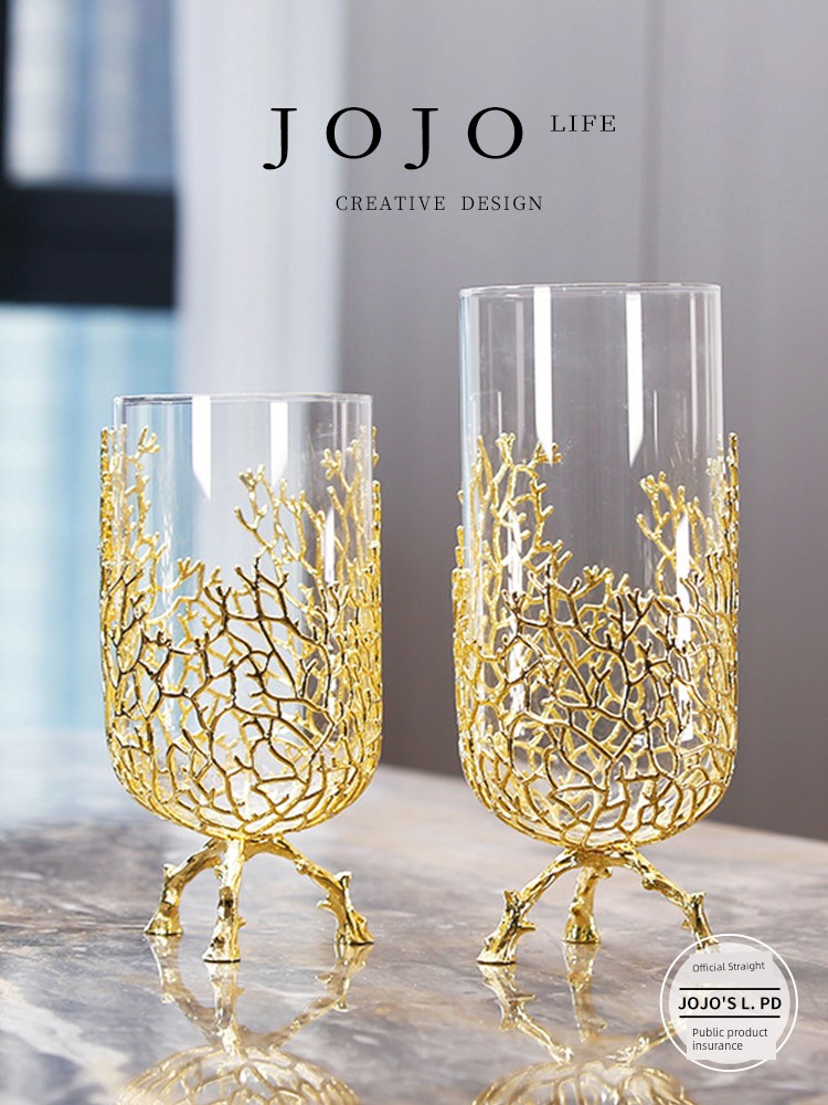 Jojo's L. Pd. However. Flower Arrangement Decoration Metal Glass Vase Entry Lux Style Living Room | Absolutely
