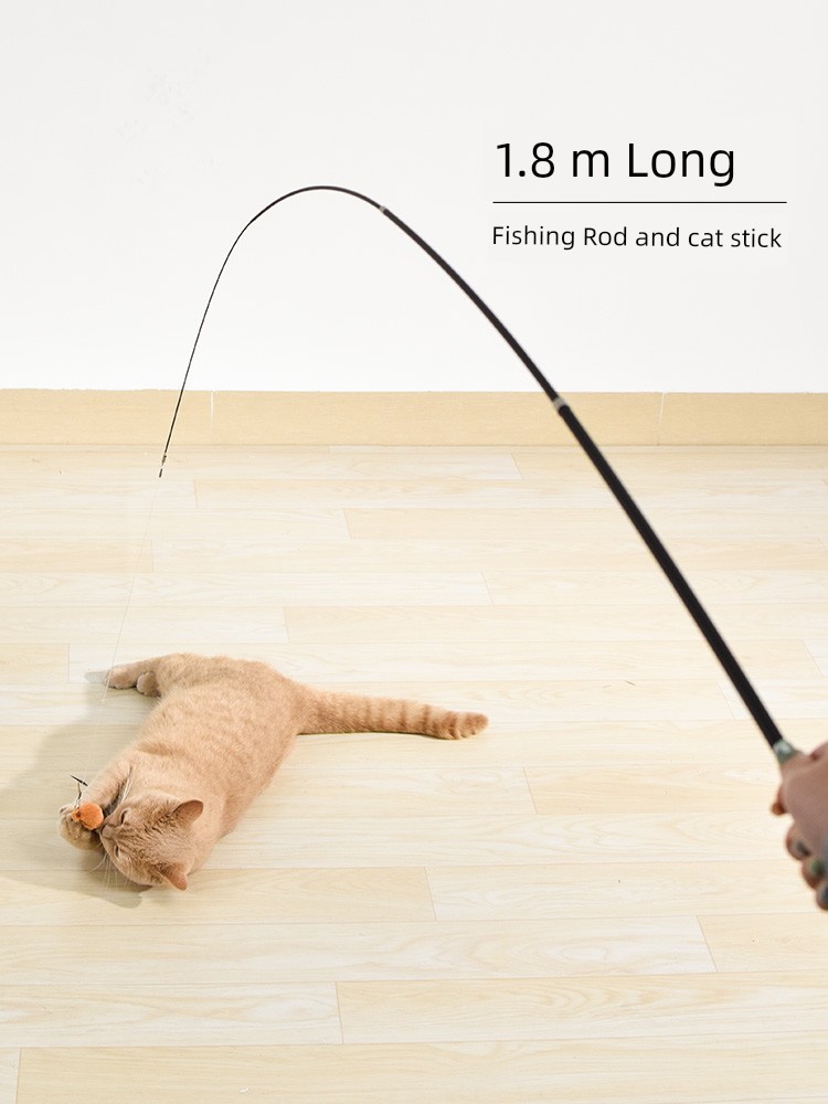 Scalable Long Fishing Rod Replacement Head Cat Teaser