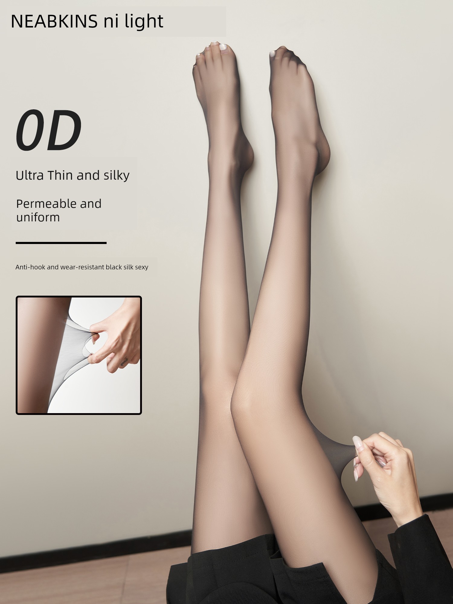 Black Stockings Women's 0D High Transparent Sexy Summer Ultra-Thin Anti-Snagging Silk Dim Gray Bottoming Pantyhose Thin Summer