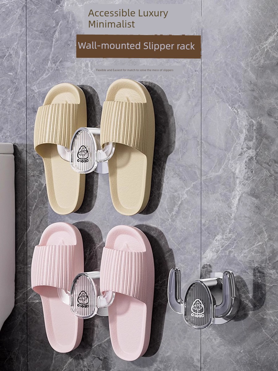 Accessible Luxury Simple Wall Hanging Slipper Rack Bathroom Punch-Free Toilet behind the Wall Door Draining Shoe Rack Storage Rack