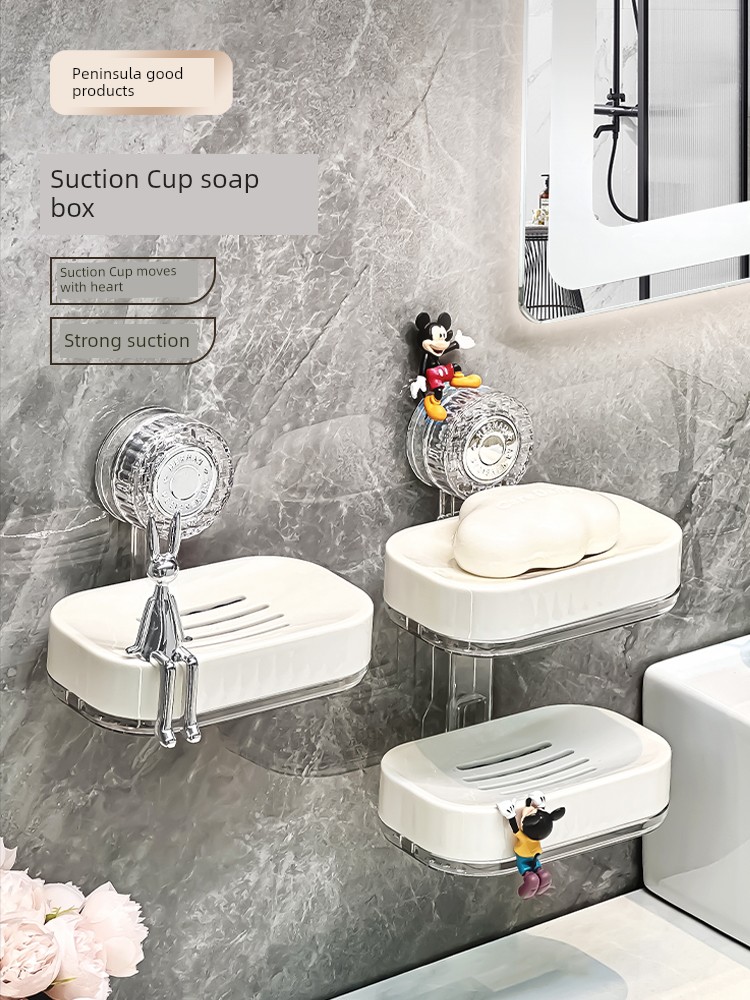 Sucker Soap Box Wall-Mounted Punch-Free Soap Holder Shelf Bathroom Storage For Home High-Grade Double-Layer Drain Box