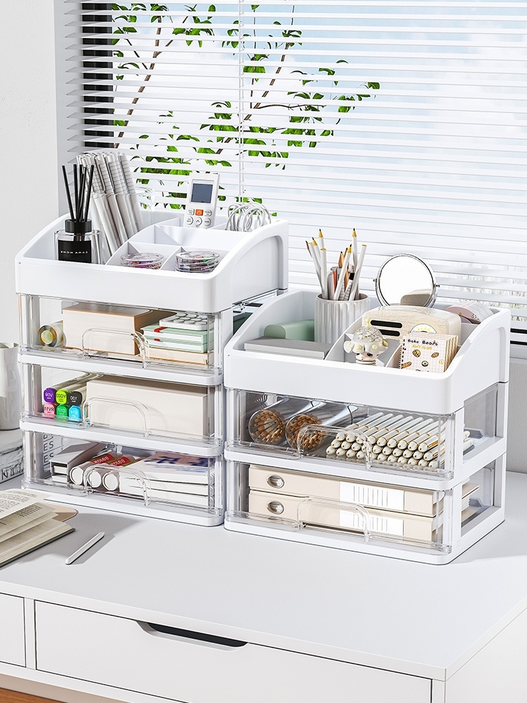 Minimalist Transparent Drawer Desk Storage Box for Students