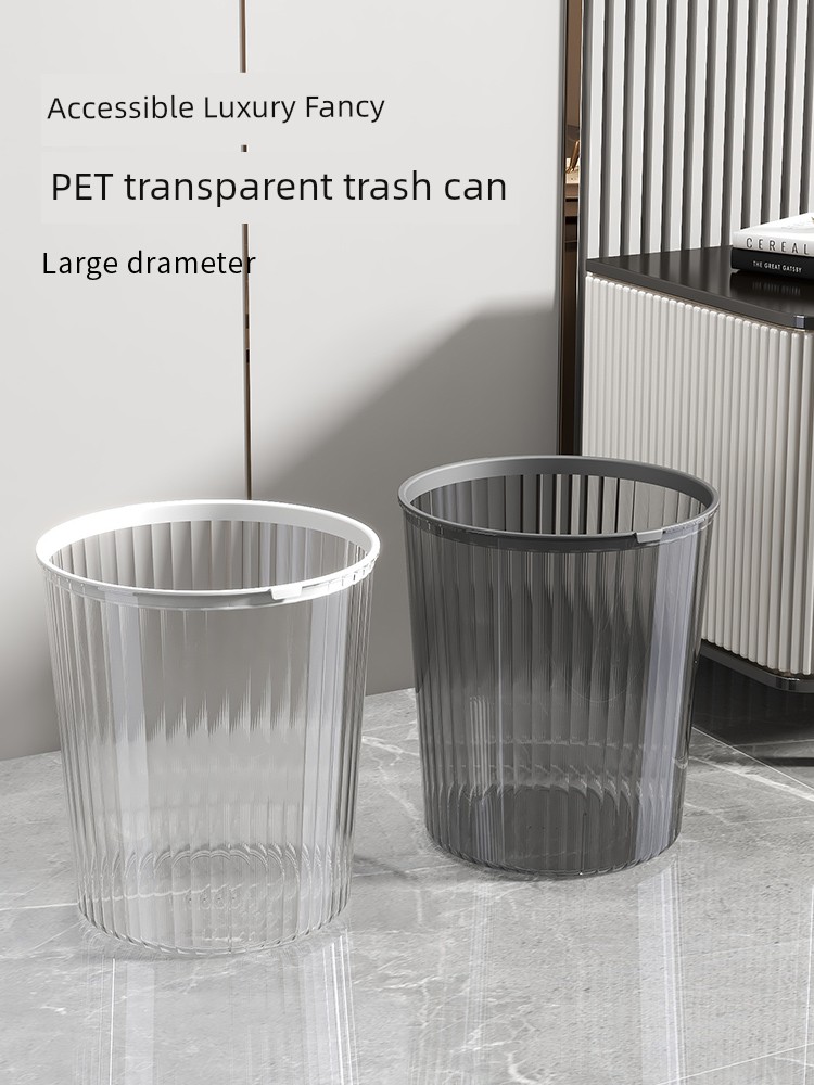 Transparent Trash Can For Home Good-looking Thickened and Large-Capacity Kitchen Bathroom Accessible Luxury Office with Pressure Ring Wastebasket