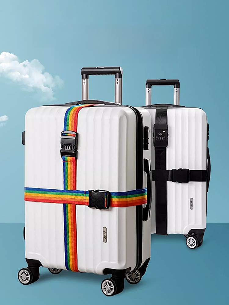 Strap Checked Tight Traveling Trolley Case
