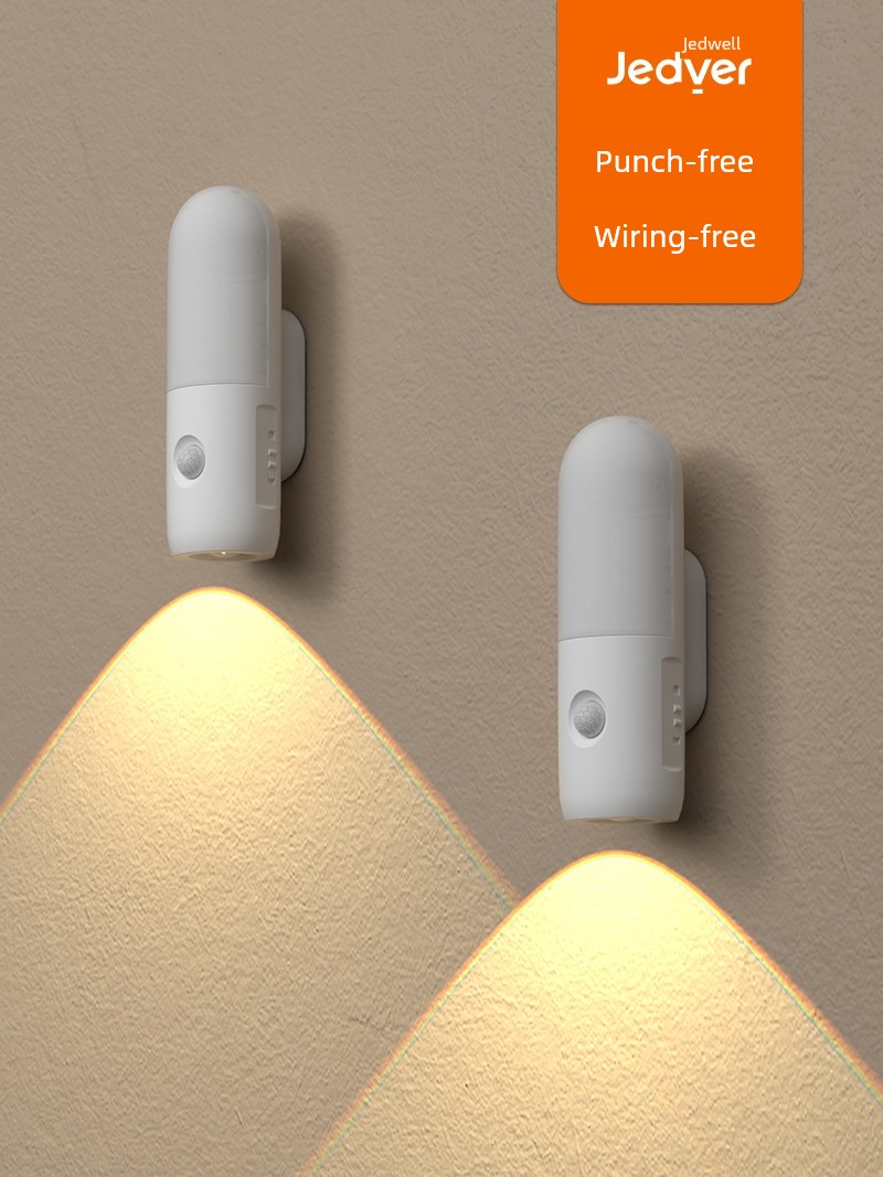Jedewell Bedside Lamp People Come to Light and Dark Light Automatic Charging Body Feeling Dormitory Bedroom Human Body Small Induction Night Lamp