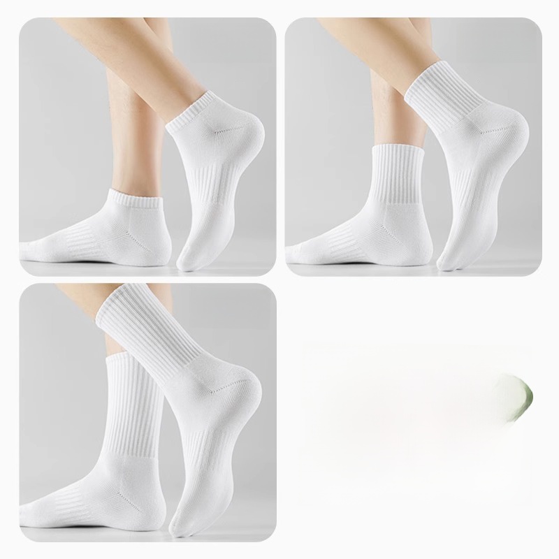 Men Pure Cotton Summer Sweat-Absorbent Spring and Autumn Black and White Socks