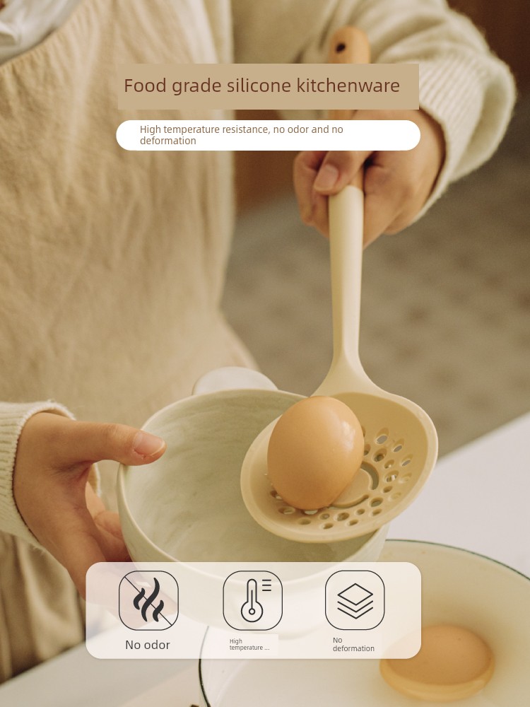 Shuke Silica Gel Strainer For Home Kitchen Strainer Spoon Hot Pot Noodles Strainer Dumpling Pasta Food Grade Baby Food Supplement Small Spoon