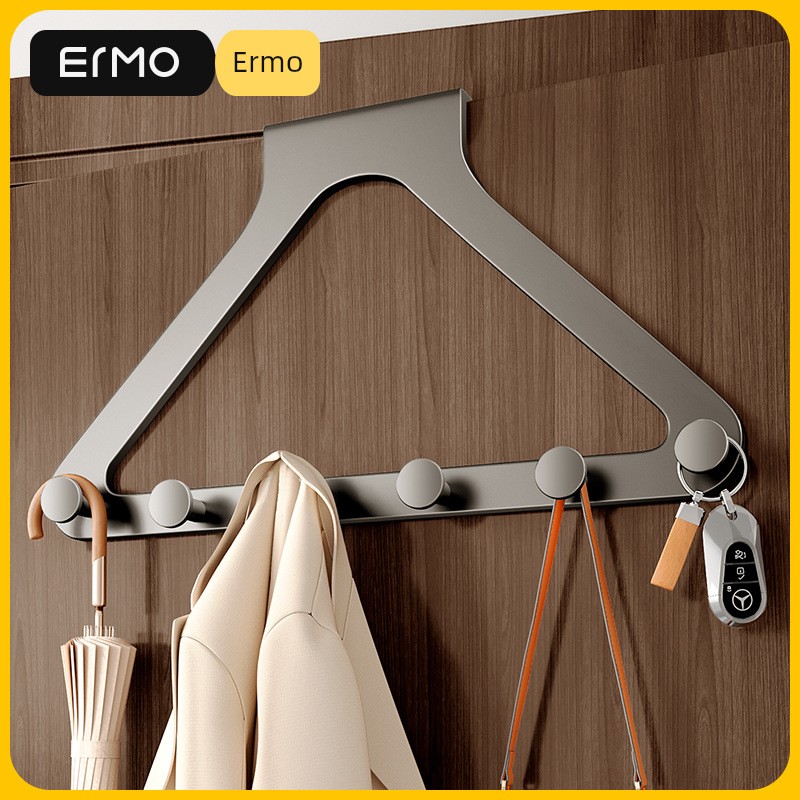 Behind the Door Hook Hook Clothes Rack Bedroom Punch-Free Strong Load-Bearing Wall Mount Viscose Hook Entry Door Storage Rack