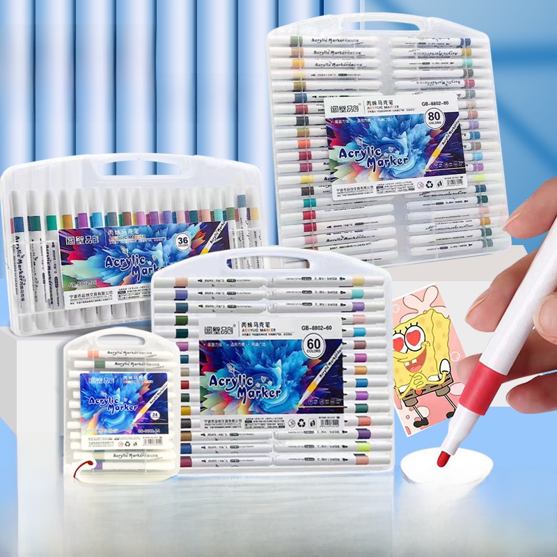 Acrylic Marker Pen Soft Head 48 Color Non-Fading Quick-Drying for Art Students Only Kids Kindergarten Students DIY Glass Painting Fine Head Graffiti Pen Goo Card Pen Brush 12 Color Non-Transparent Washing Painting