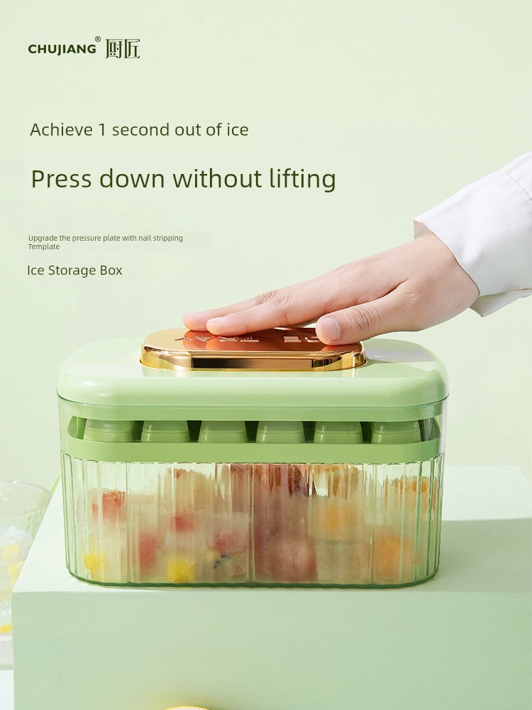 Silicone Ice Cube Mold Food Grade Refrigerator Homemade Abrasive Tool Large Capacity Ice Making Ice Box Refrigerator Press Ice Tray