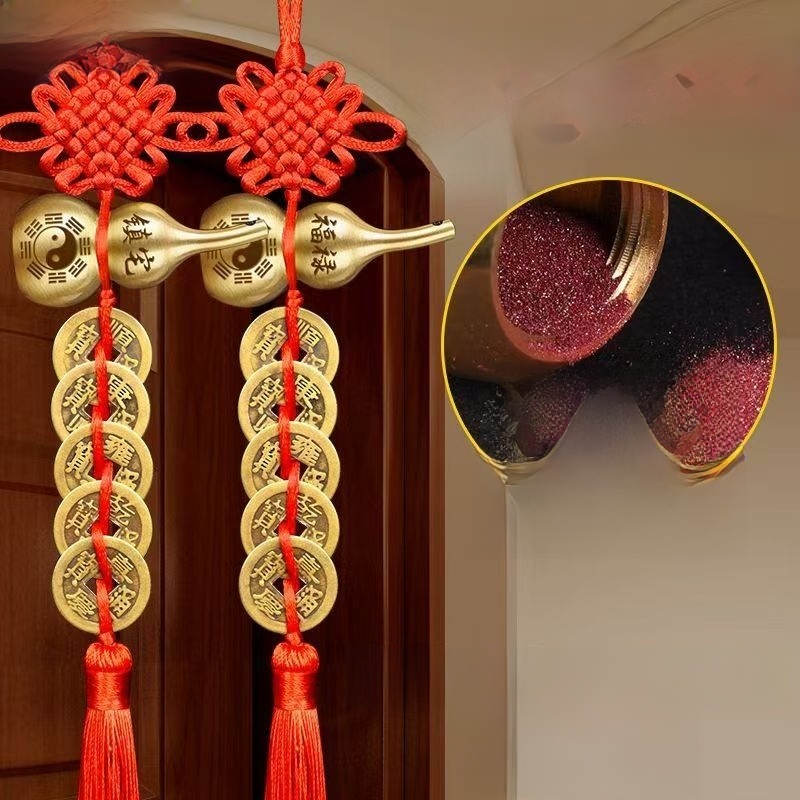 Qing Dynasty Five Emperors' Coins Open Cover Cinnabar Money Drawing and Luck Changing Door to Door