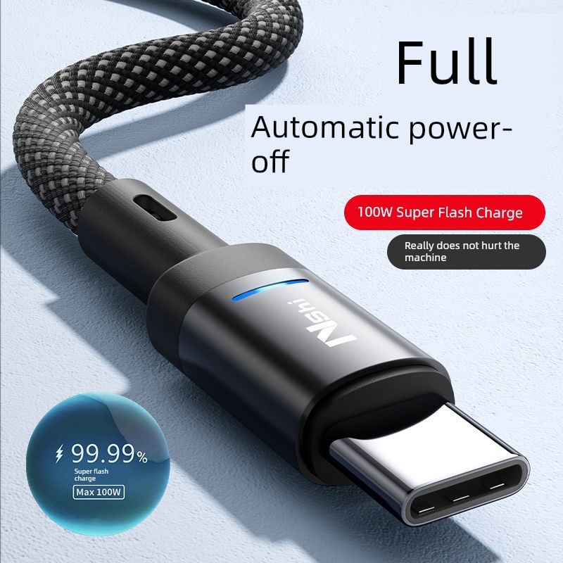 Suitable for Full Automatic Power off 100W Applicable to Huawei Honor Vivo Fast Charge Data Cable Typec Flash Charging Cable