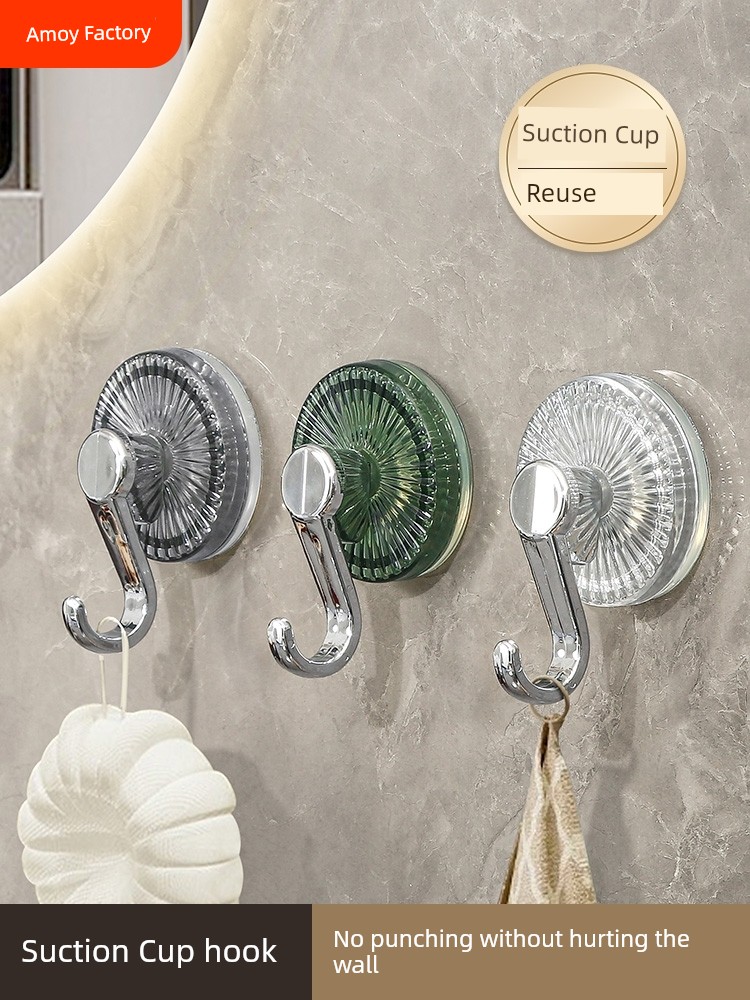 Suction Cup Hook No-Punch Sticky Hook Strong Load-Bearing Bathroom Toilet behind the Wall Door Non-Marking Towel Accessible Luxury Hook