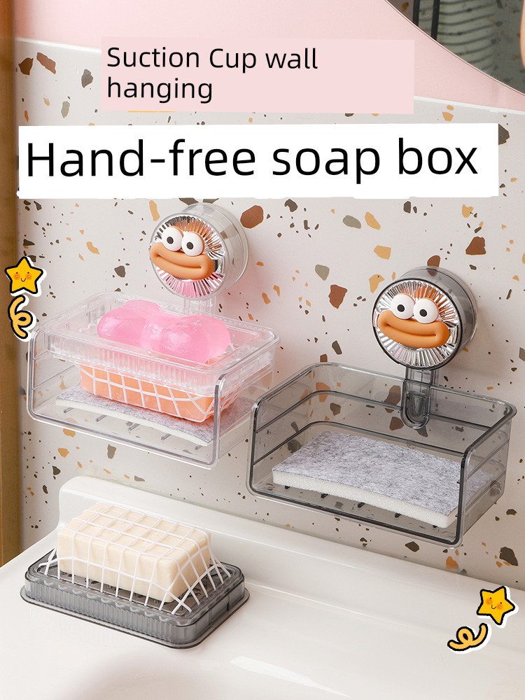 Soap Foaming Box Punch-Free Wall-Mounted Multi-Functional For Home Draining High Elastic Mesh Surface Hand Rub-Free Storage Soap Box